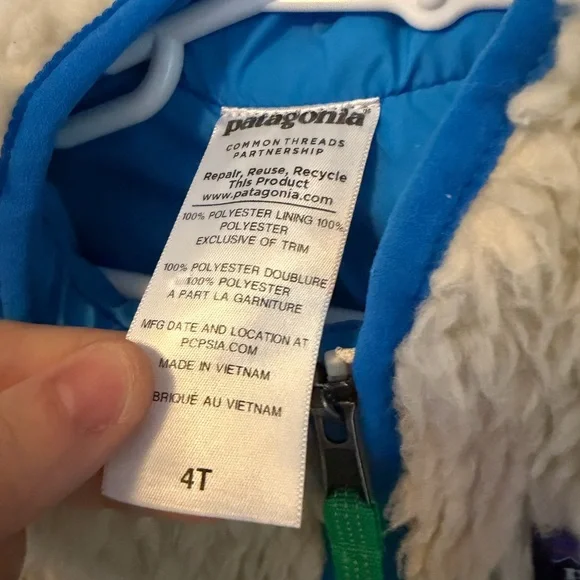 Patagonia Cream and Blue Sherpa Vest
